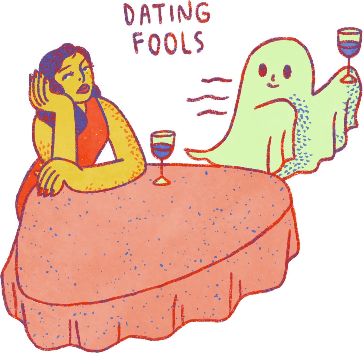 Vibrant Quirky Handdrawn Woman Dating Fools