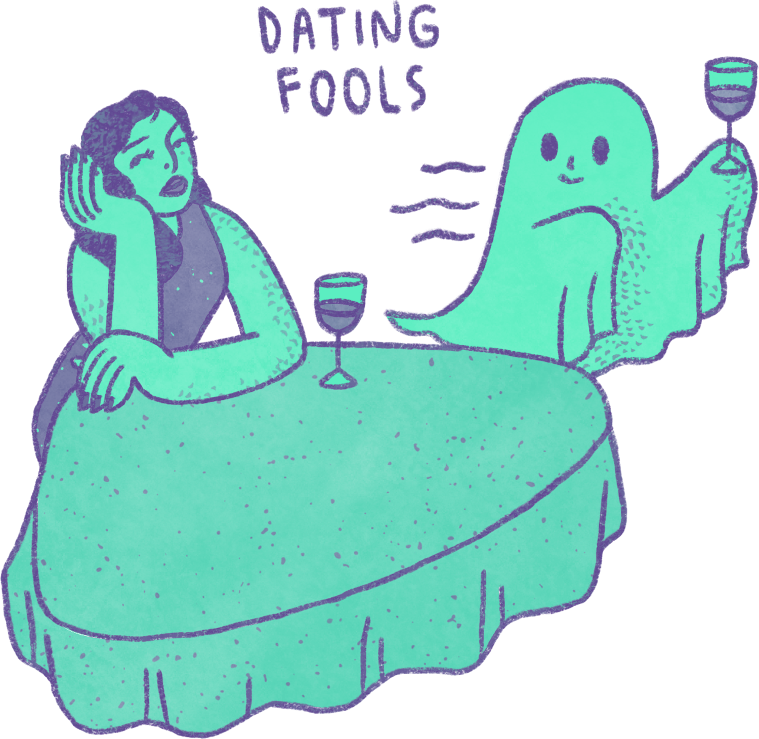 Vibrant Quirky Handdrawn Woman Dating Fools