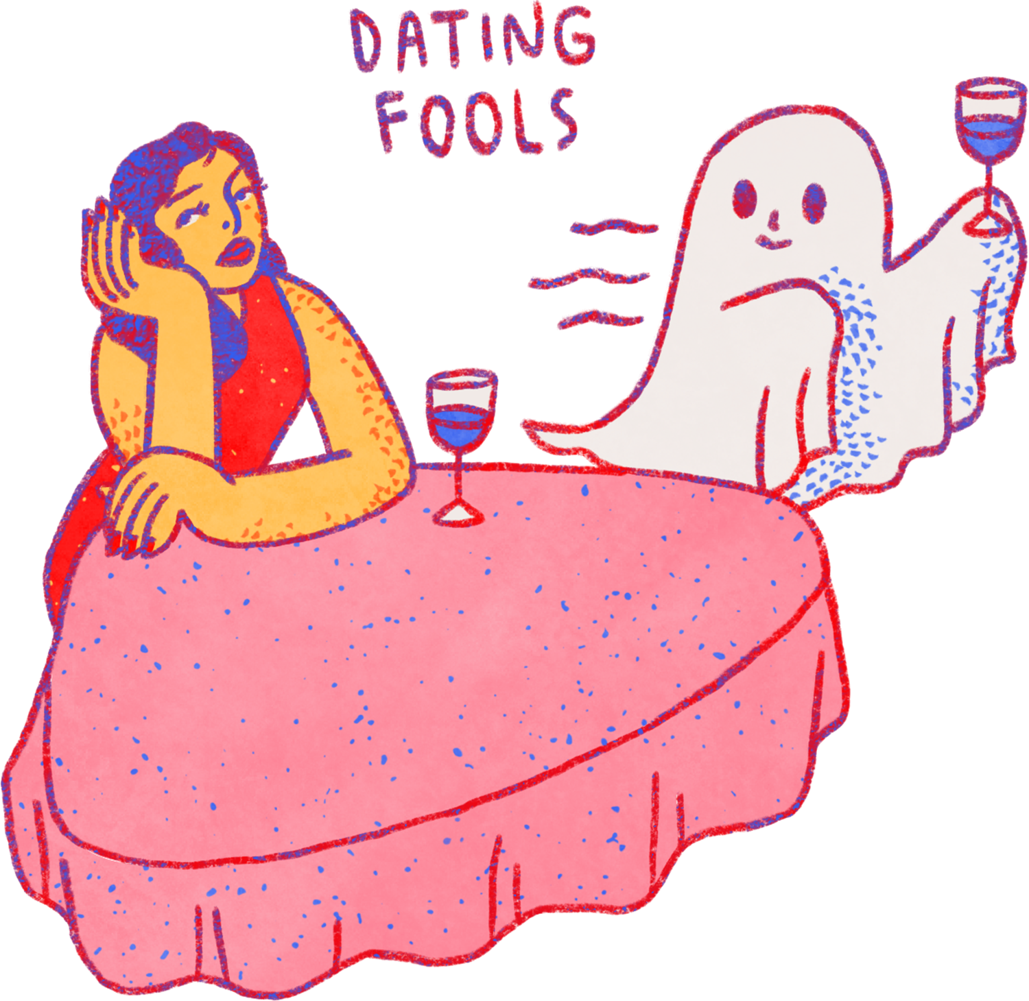 Vibrant Quirky Handdrawn Woman Dating Fools