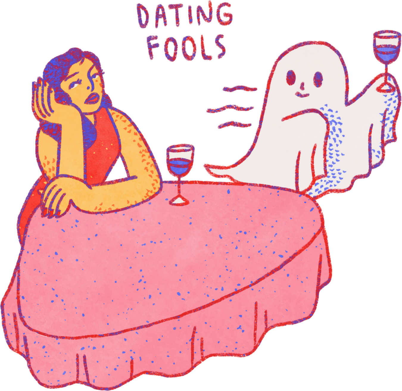 Vibrant Quirky Handdrawn Woman Dating Fools